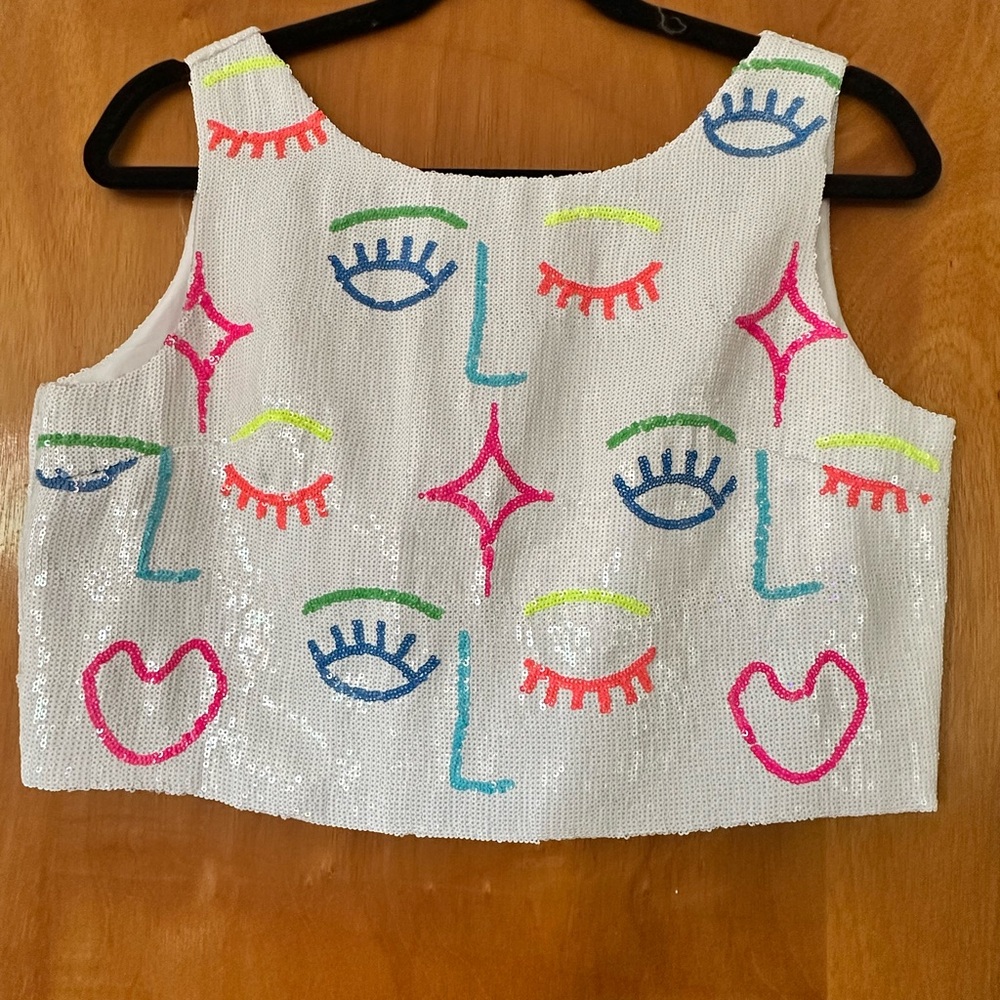 QOS- Queen of Sparkles Colorful Sequin Sequin Face Tank